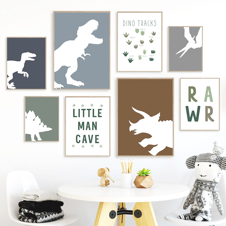 Baby Nursery Girl - (2D canvas painting)Jurassic Dinosaur Tyrannosaurus Rex
