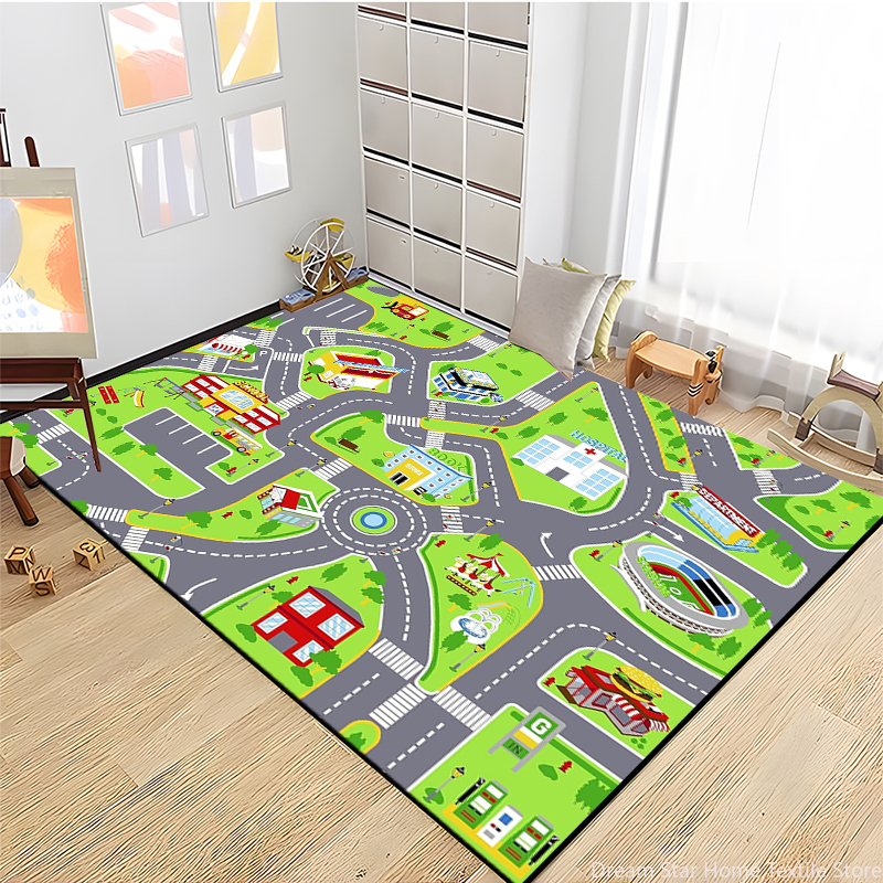 Baby Nursery Carpet - Kids Road Traffic Carpet Cartoon Car