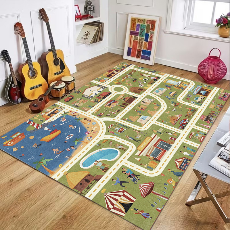 Soft Rug Nursery - Kids City Road Play Area Rug,