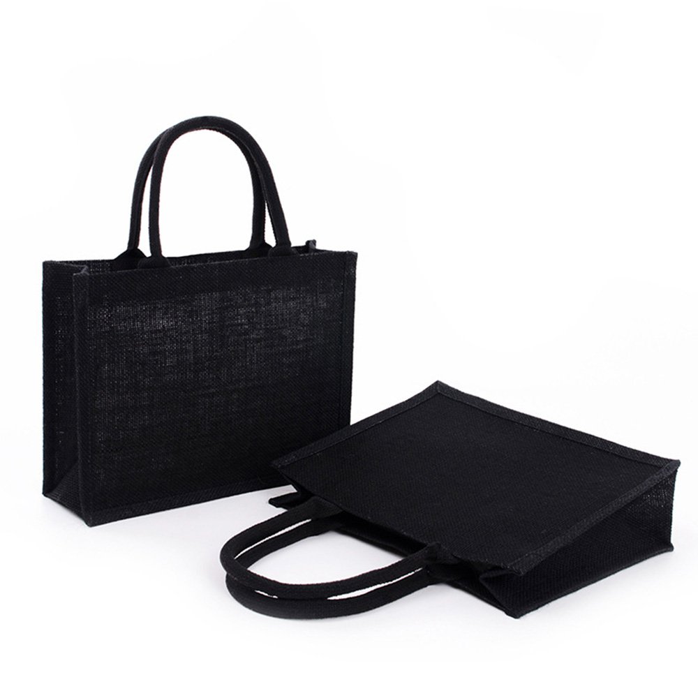 Storage Basket Fabric - Vintage Linen Black Tote Bag for