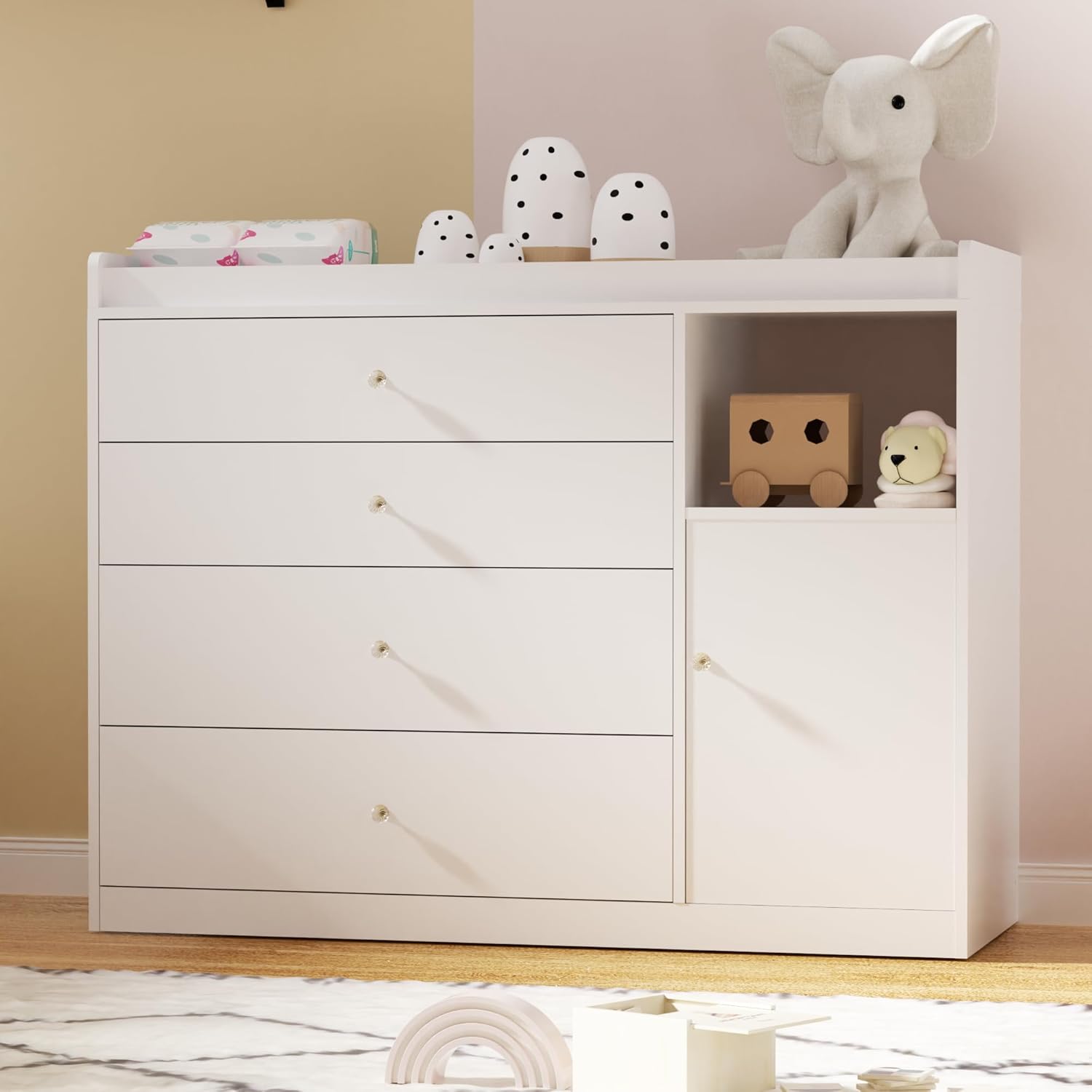 Baby Nursery Dresser Changing Table - Baby Dresser Changing Table with 4