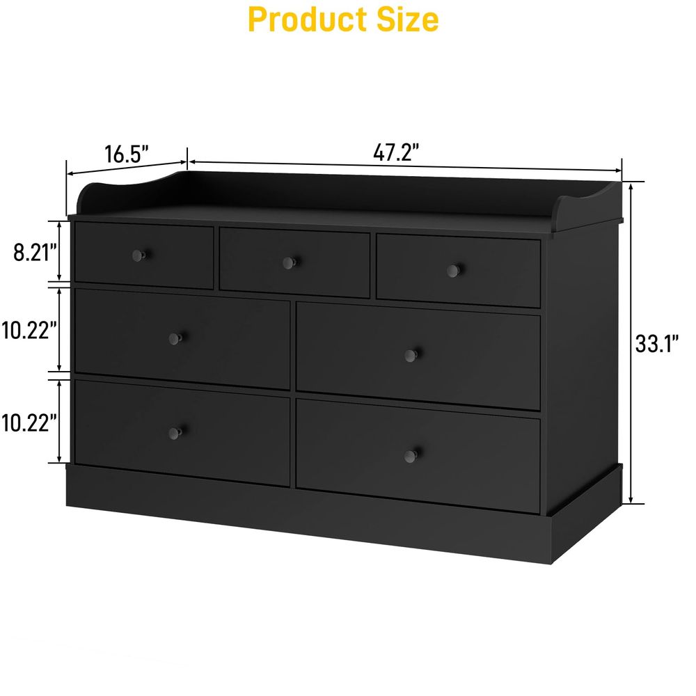 Baby Nursery Dresser Changing Table - Kids Dresser Cabinet with 7 Drawers,