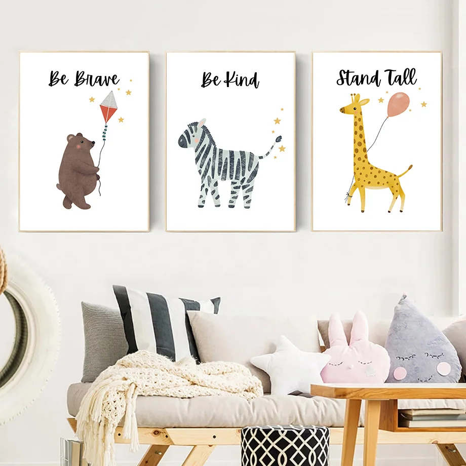 Baby Zebra Nursery - Giraffe Zebra Elephant Fox Raccoon Bear