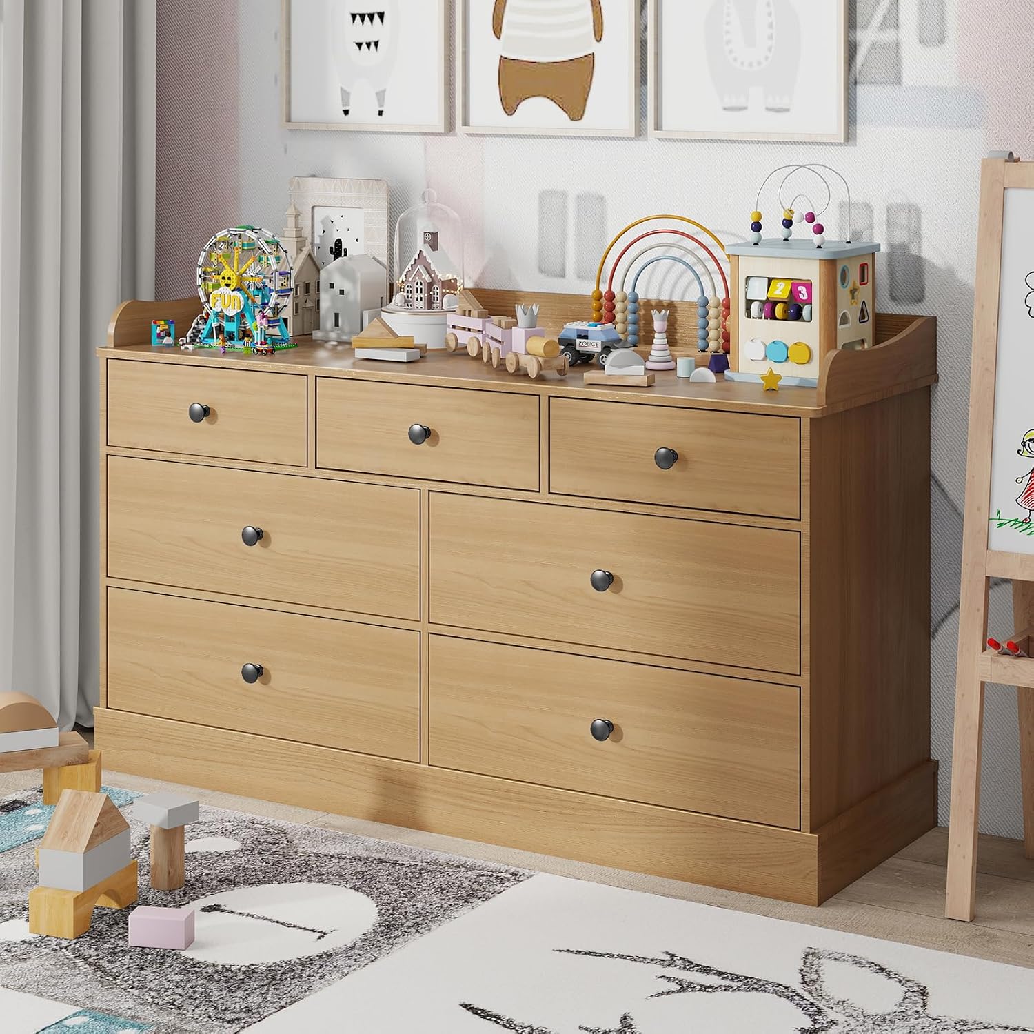 Baby Nursery Dresser Changing Table - Kids Dresser Cabinet with 7 Drawers,