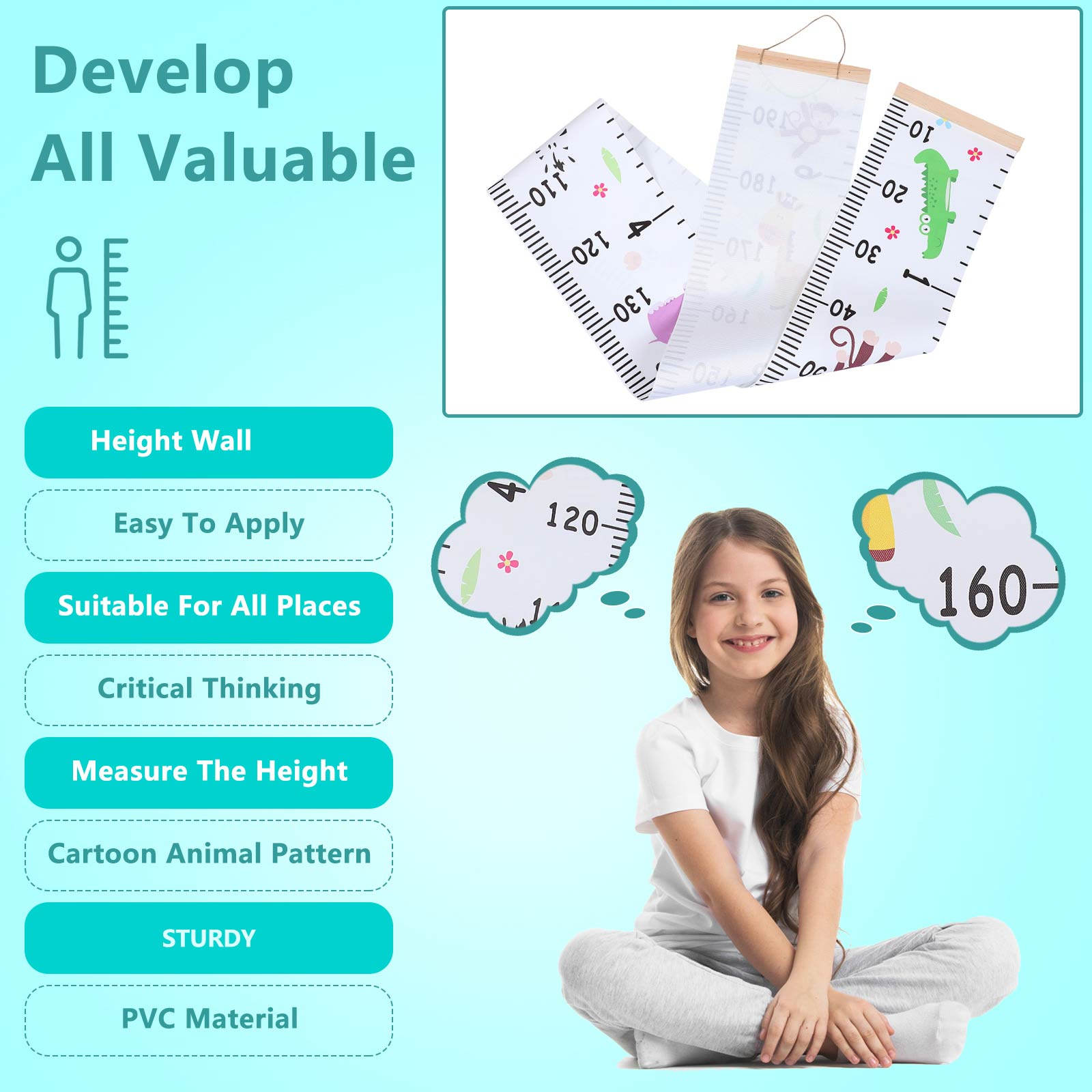 Cartoon Height Ruler Removable - đánh giá và giá Baby Nursery Stickers