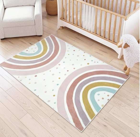 Watercolor Rainbow Nursery Rug - đánh giá và giá Soft Rug Nursery