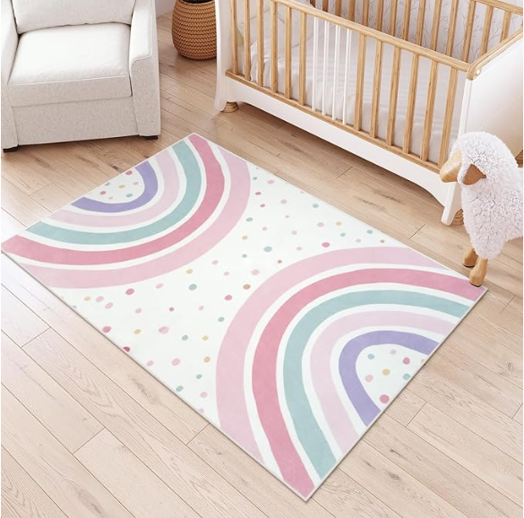 Watercolor Rainbow Nursery Rug - đánh giá và giá Soft Rug Nursery