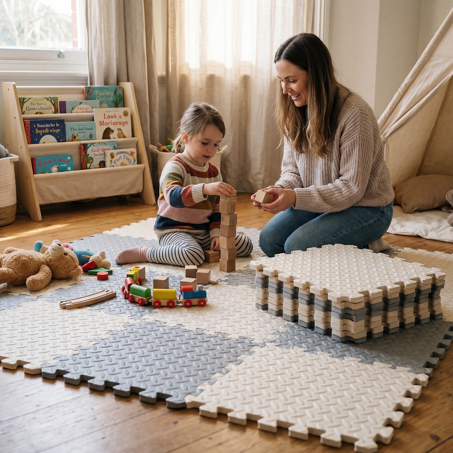 Large 4Pcs 60x60cm Baby Play M - đánh giá và giá Baby Nursery Carpet