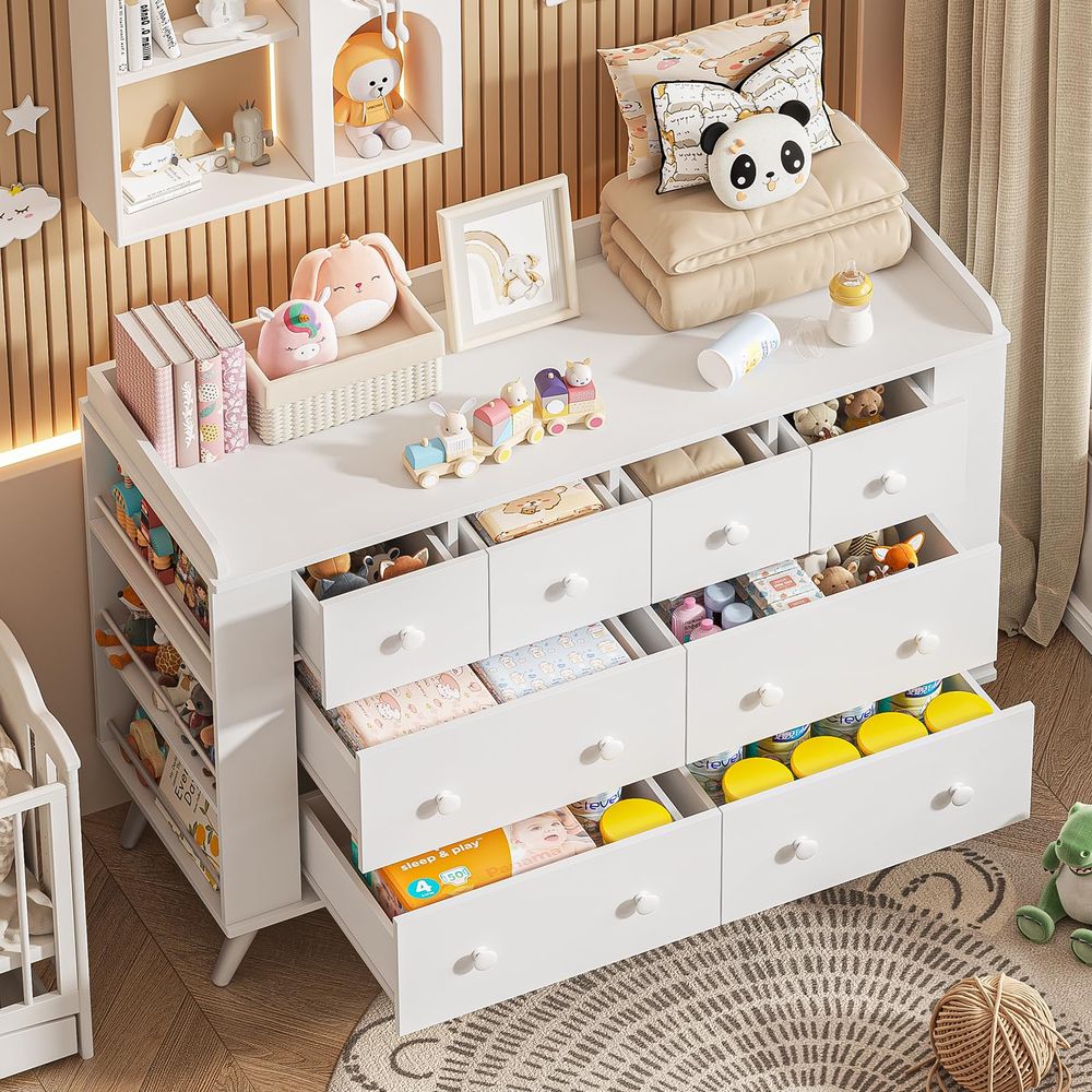 Kids Dresser Cabinet with 8 Dr - đánh giá và giá Baby Nursery Dresser Changing Table