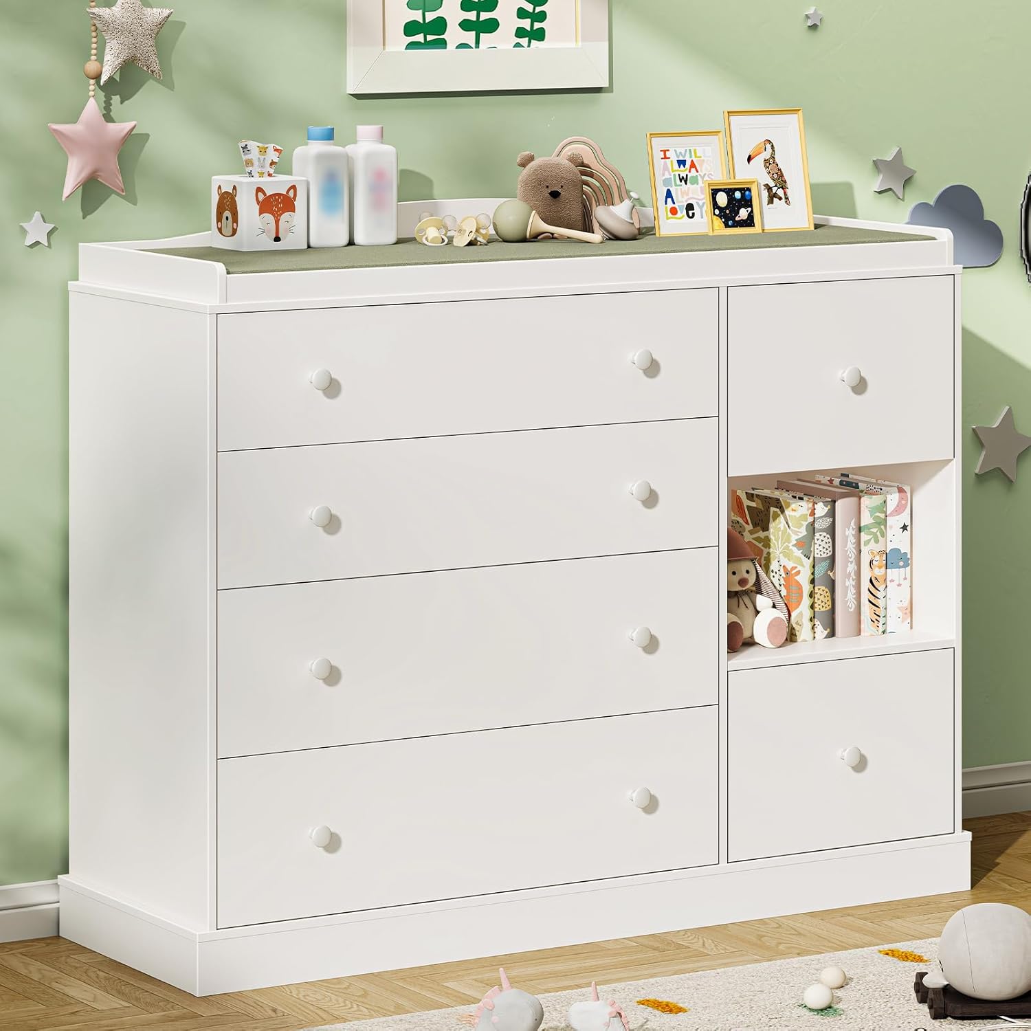 Kids Dresser Cabinet with Shel - đánh giá và giá Baby Nursery Dresser Changing Table