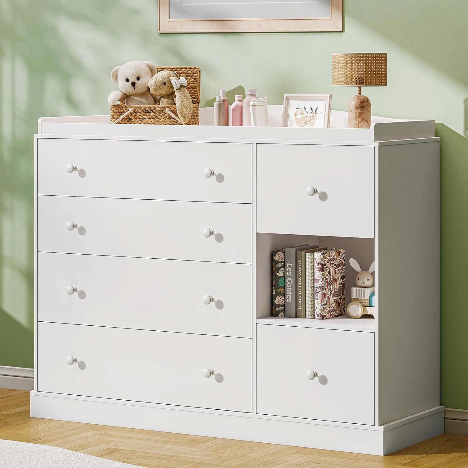 Kids Dresser Cabinet with Shel - đánh giá và giá Baby Nursery Dresser Changing Table