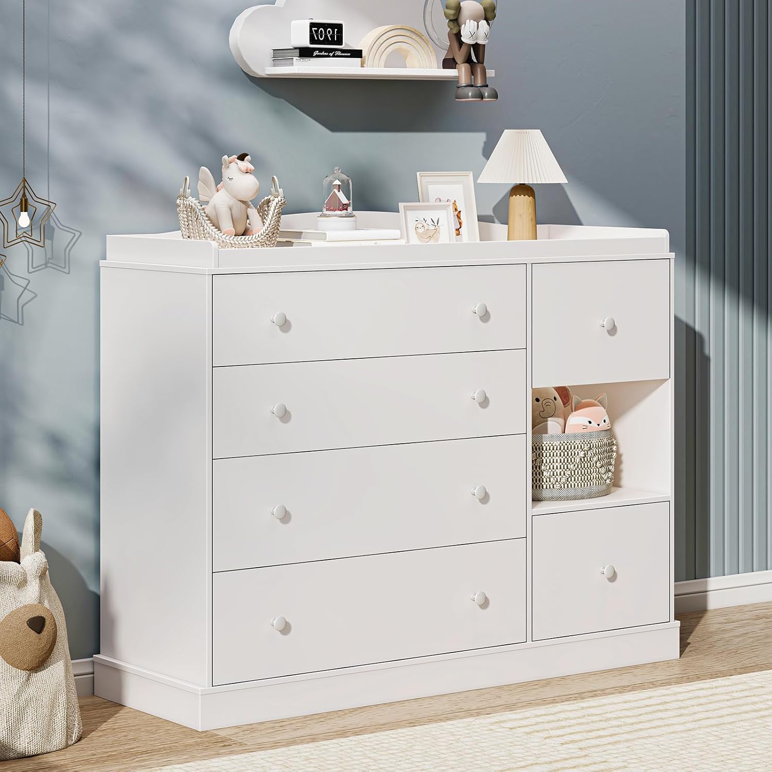 Kids Dresser Cabinet with Shel - đánh giá và giá Baby Nursery Dresser Changing Table