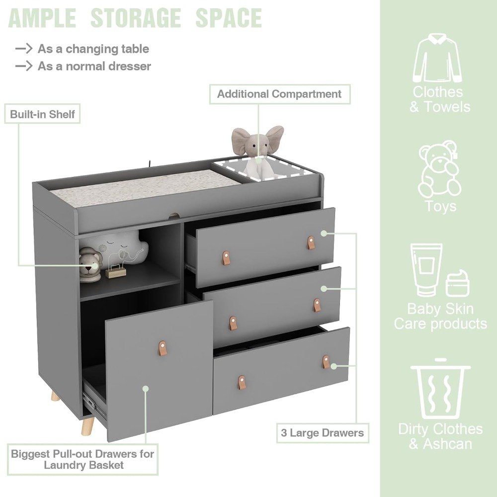 Baby Dresser Changing Table, T - đánh giá và giá Baby Nursery Laundry Basket