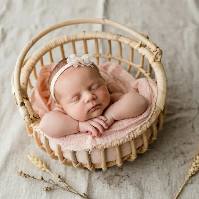 Infant Posing Bed Retro Rattan - đánh giá và giá Baby Nursery Girl