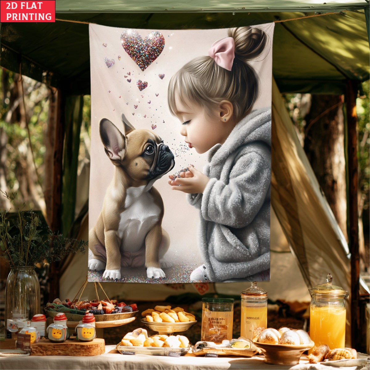 Girl with french bulldog puppy - đánh giá và giá Baby Nursery Girl