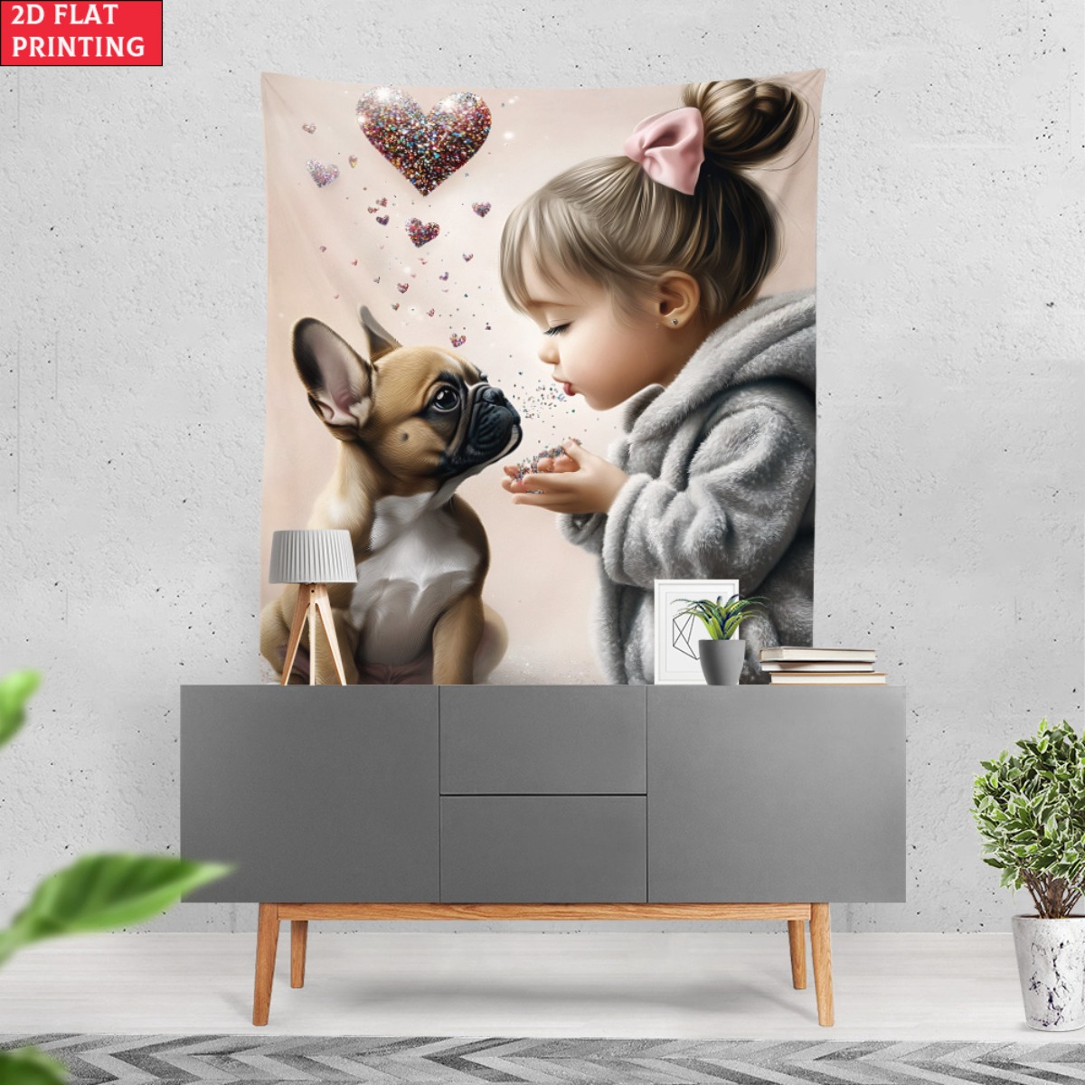Girl with french bulldog puppy - đánh giá và giá Baby Nursery Girl