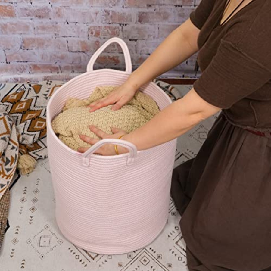 Cotton Rope Laundry Basket Ham - đánh giá và giá Baby Nursery Laundry Basket