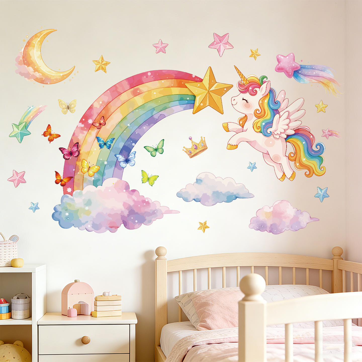 Unicorn Rainbow Butterfly Wall - đánh giá và giá Baby Nursery Stickers