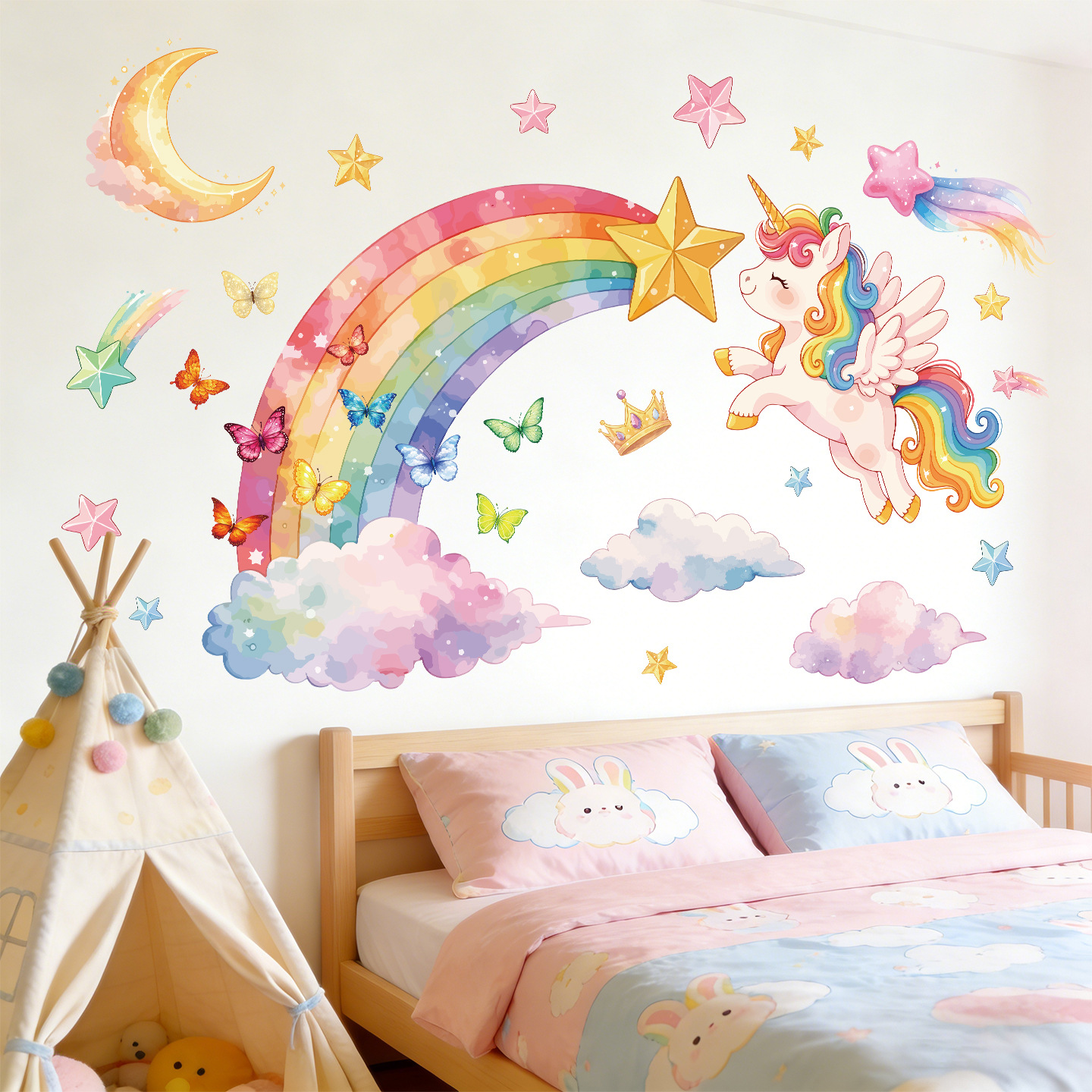 Unicorn Rainbow Butterfly Wall - đánh giá và giá Baby Nursery Stickers