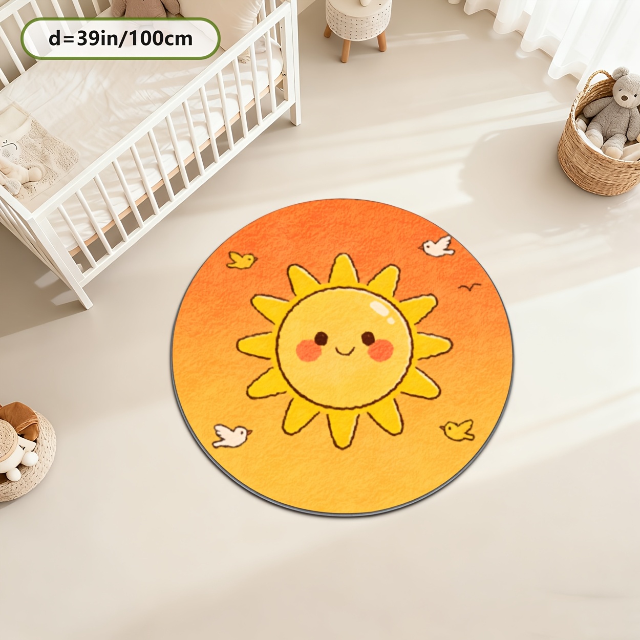 Kids Round Sun Rug Yellow Play - đánh giá và giá Baby Nursery Carpet