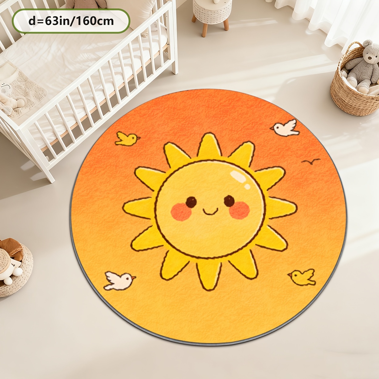 Kids Round Sun Rug Yellow Play - đánh giá và giá Baby Nursery Carpet