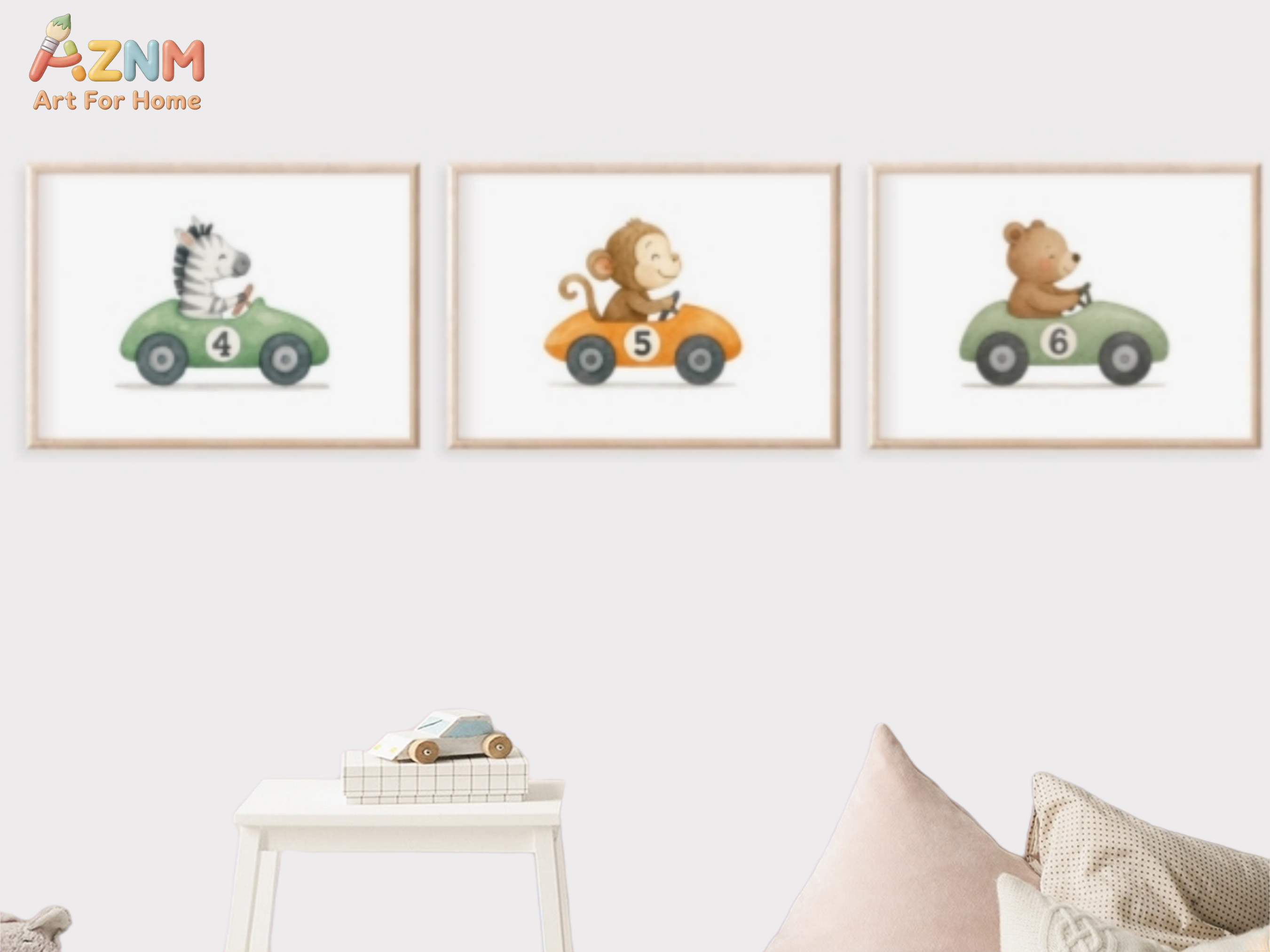 AZNM Watercolor Zebra Monkey B - đánh giá và giá Baby Zebra Nursery