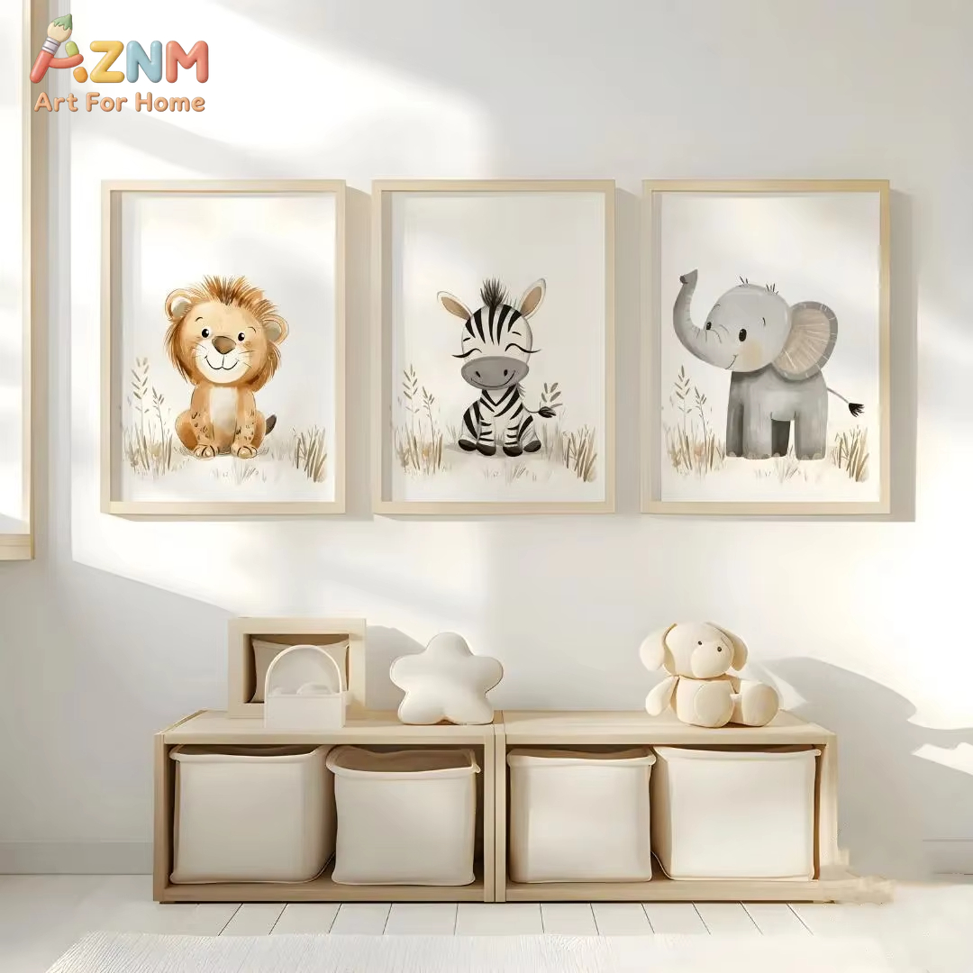 Neutral Nursery Wall Art 3PCS  - đánh giá và giá Baby Zebra Nursery