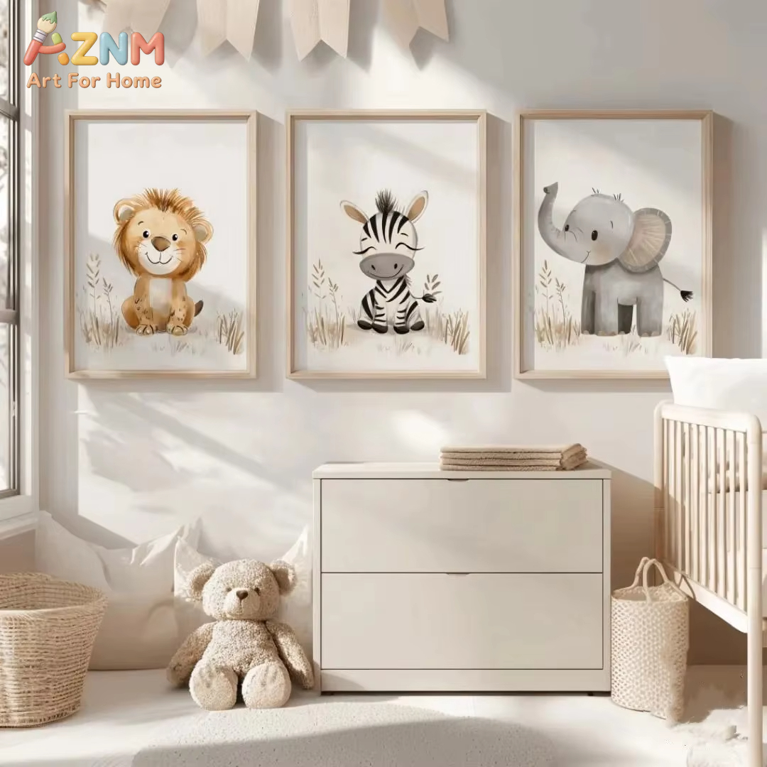Neutral Nursery Wall Art 3PCS  - đánh giá và giá Baby Zebra Nursery