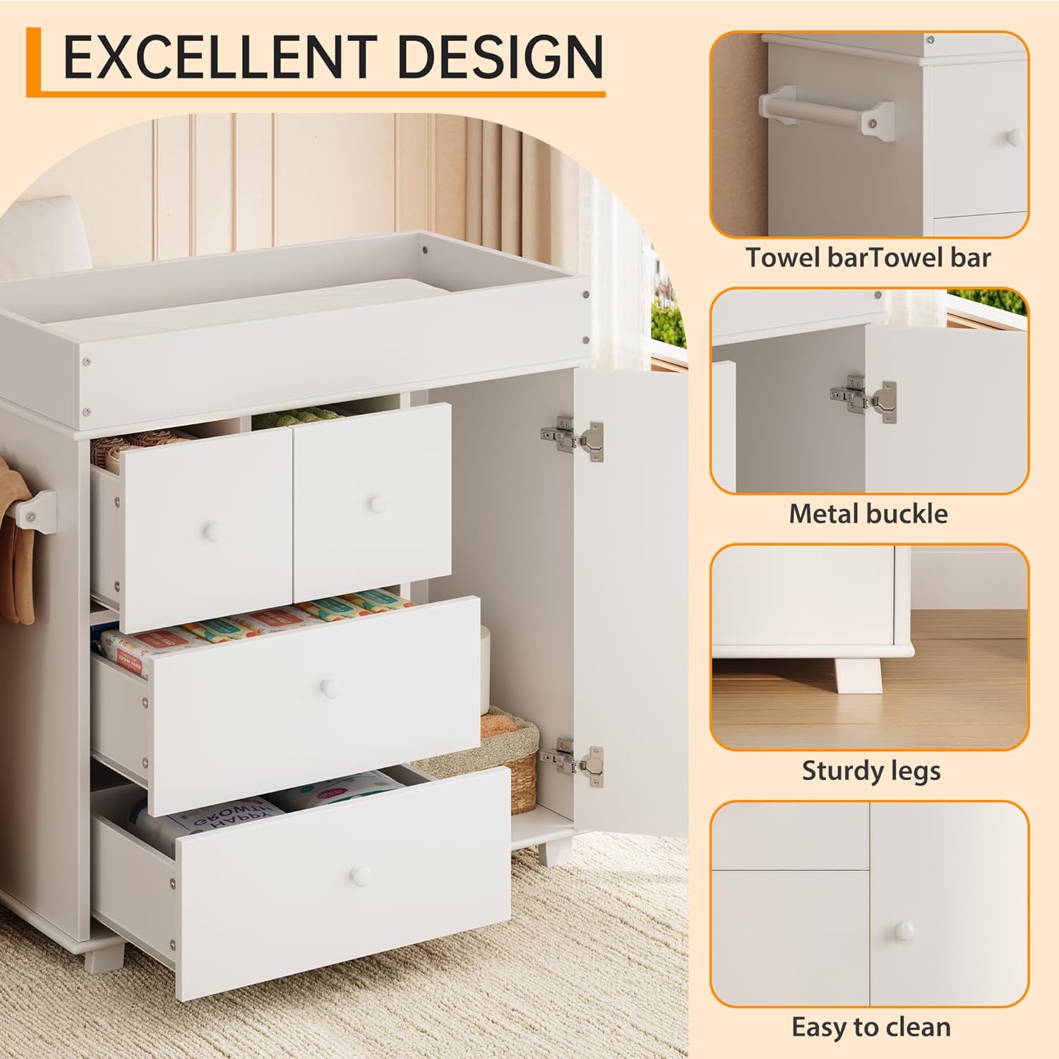 Baby Changing Table Dresser wi - đánh giá và giá Baby Nursery Dresser Changing Table