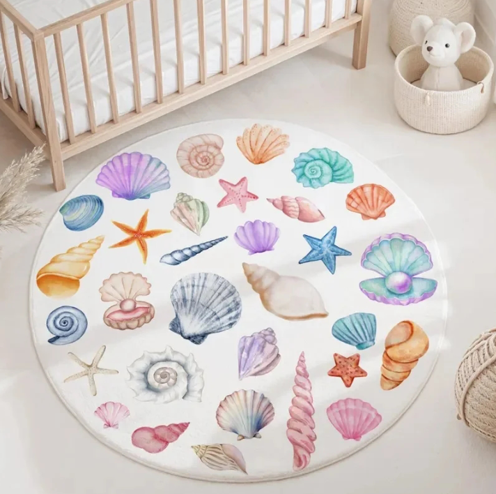 Blue Marine Animals Round Carp - đánh giá và giá Baby Nursery Carpet