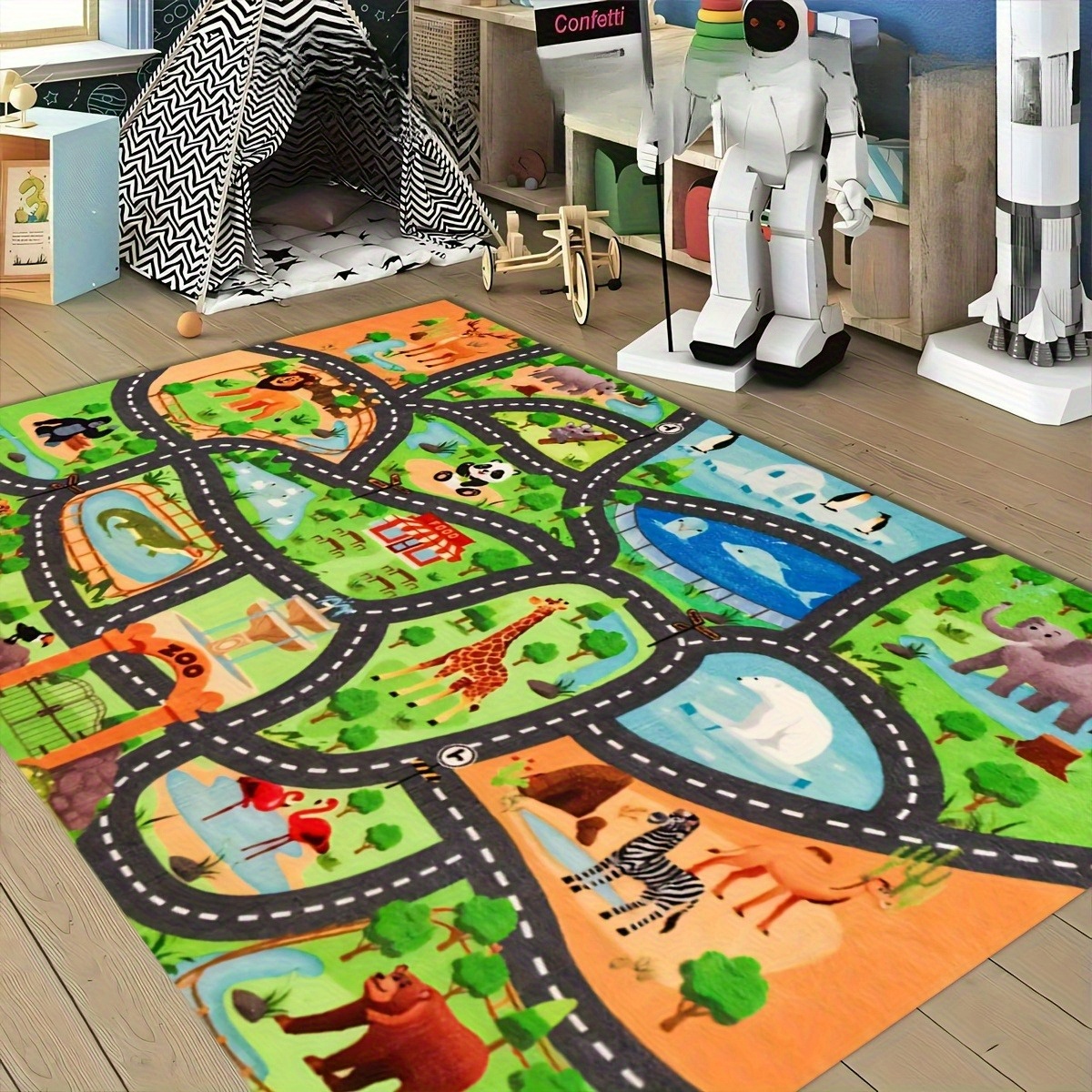 Vibrant Zoo Animal Adventure P - đánh giá và giá Soft Rug Nursery