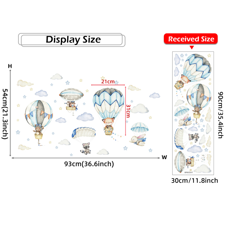 Cartoon Cute Animals Hot Air B - đánh giá và giá Baby Nursery Stickers