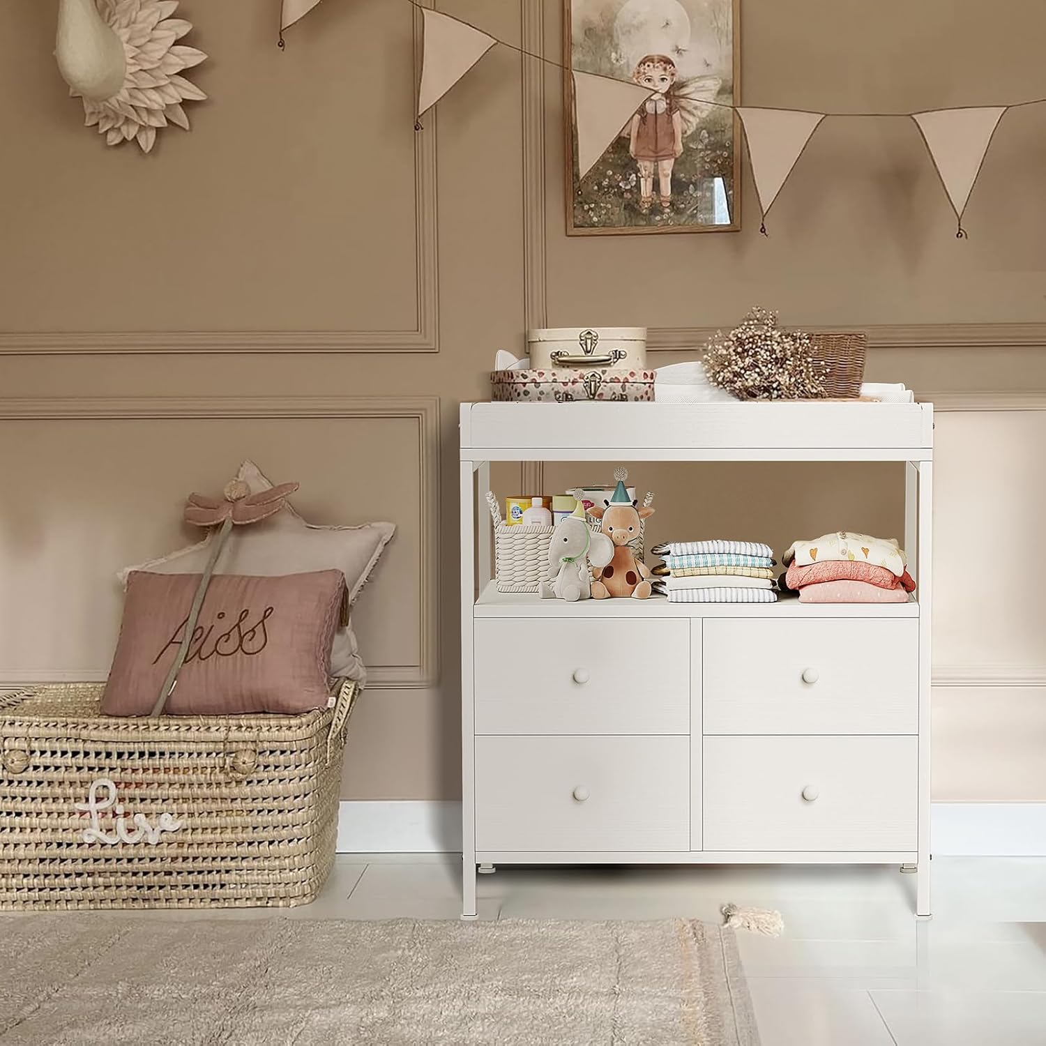White Baby Changing Table Dres - đánh giá và giá Baby Nursery Dresser Changing Table