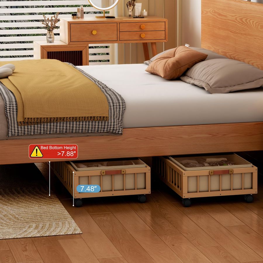 2Pack Bamboo Under Bed Storage - đánh giá và giá Storage Basket Fabric