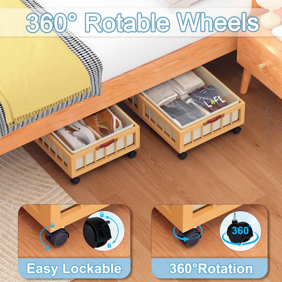2Pack Bamboo Under Bed Storage - đánh giá và giá Storage Basket Fabric