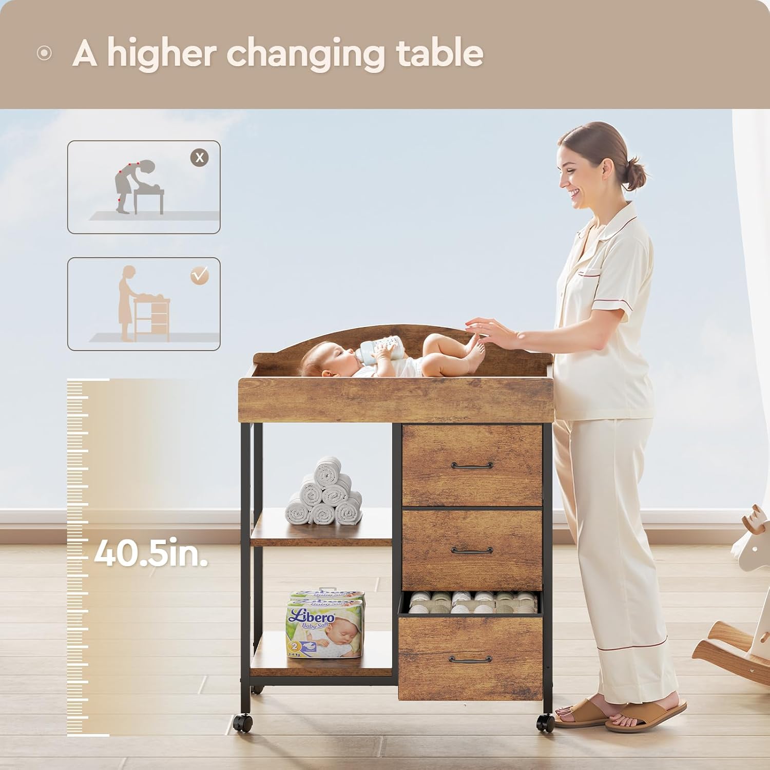 Rustic Brown Baby Changing Tab - đánh giá và giá Baby Nursery Dresser Changing Table