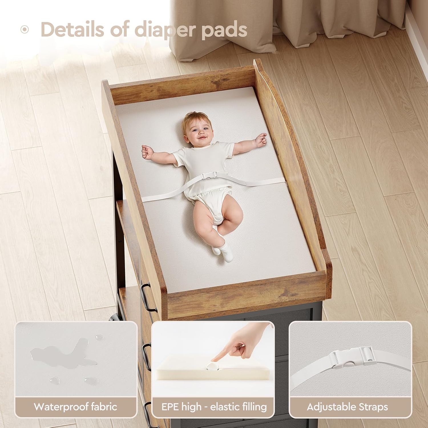 Rustic Brown Baby Changing Tab - đánh giá và giá Baby Nursery Dresser Changing Table