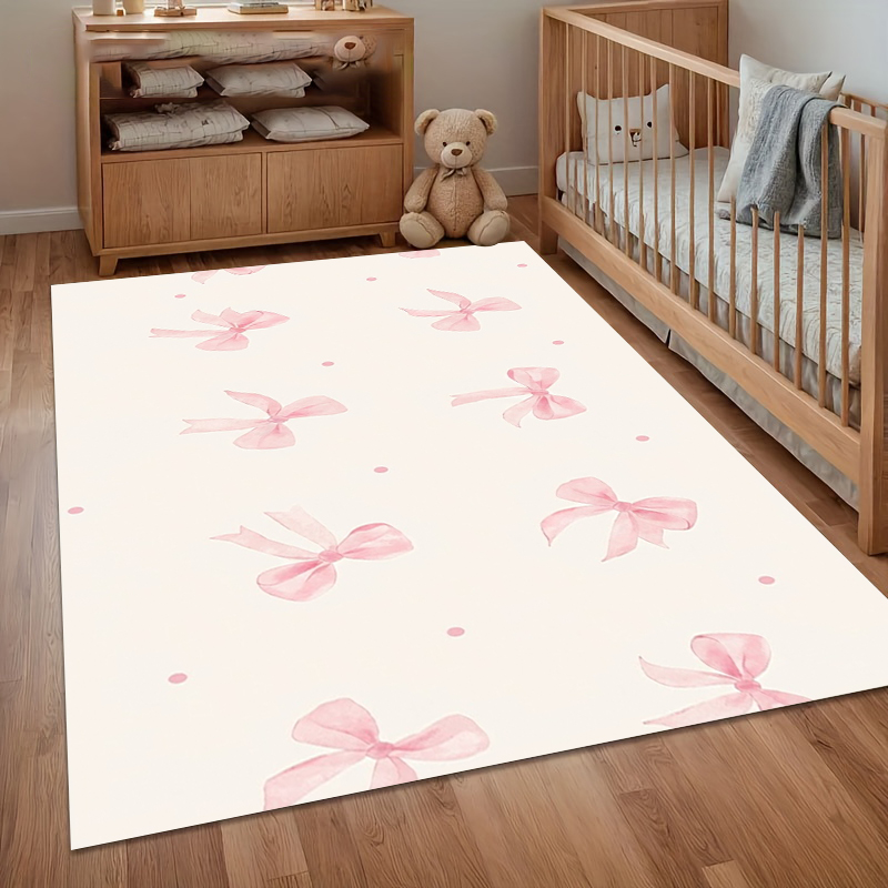 Watercolor Pink Bow Area Rug N - đánh giá và giá Soft Rug Nursery