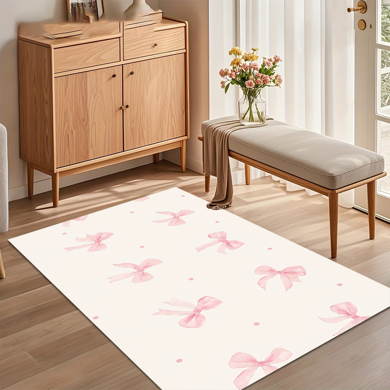 Watercolor Pink Bow Area Rug N - đánh giá và giá Soft Rug Nursery