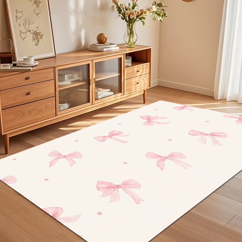 Watercolor Pink Bow Area Rug N - đánh giá và giá Soft Rug Nursery