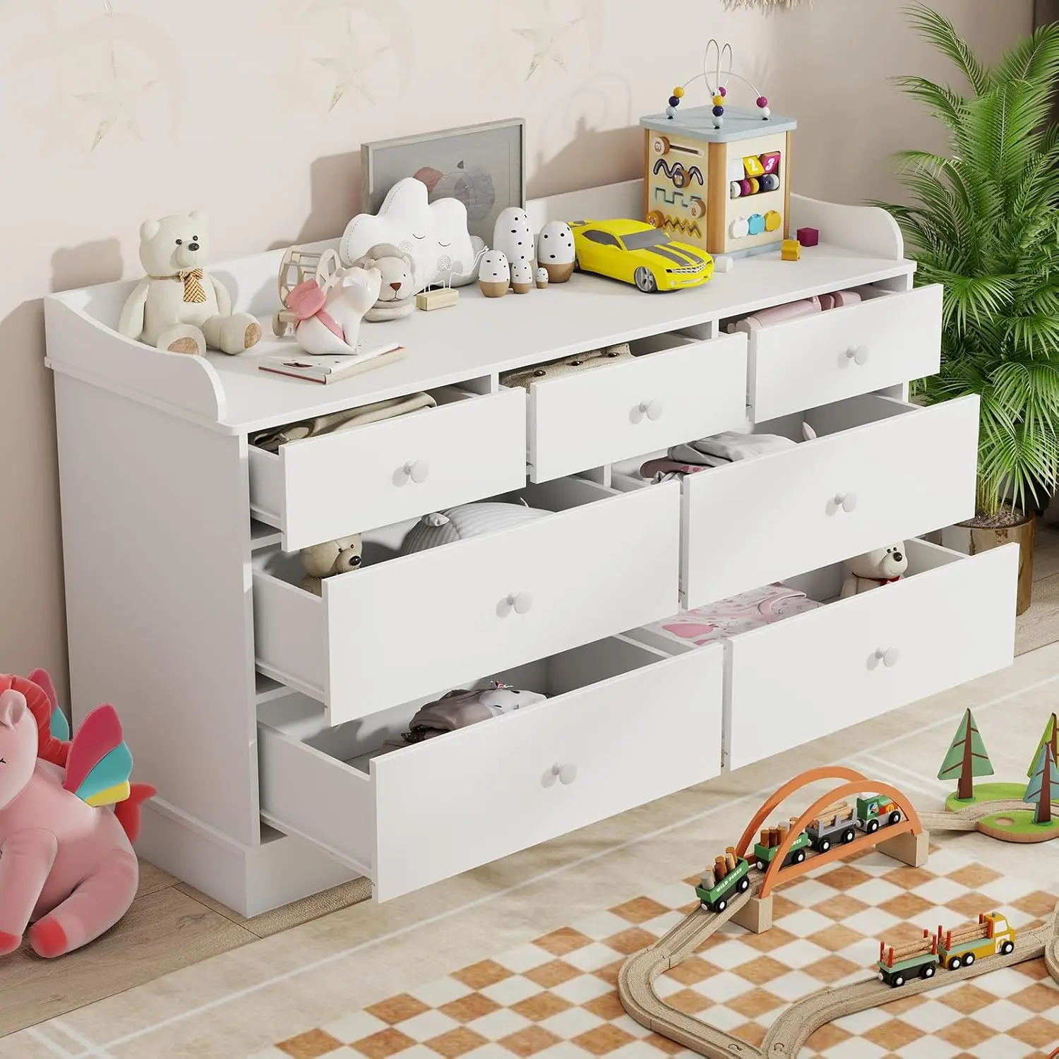 Kids Dresser Cabinet with 7 Dr - đánh giá và giá Baby Nursery Dresser Changing Table