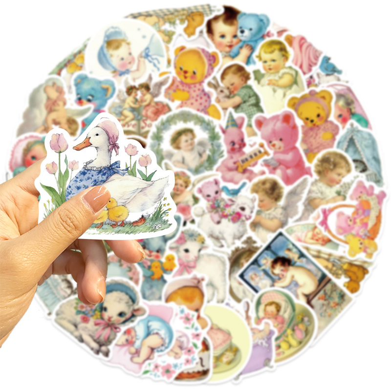 50pcs Vintage Baby Stickers Cu - đánh giá và giá Baby Nursery Stickers