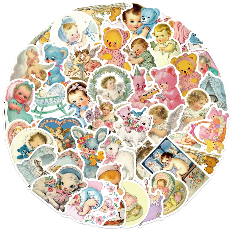 50pcs Vintage Baby Stickers Cu - đánh giá và giá Baby Nursery Stickers