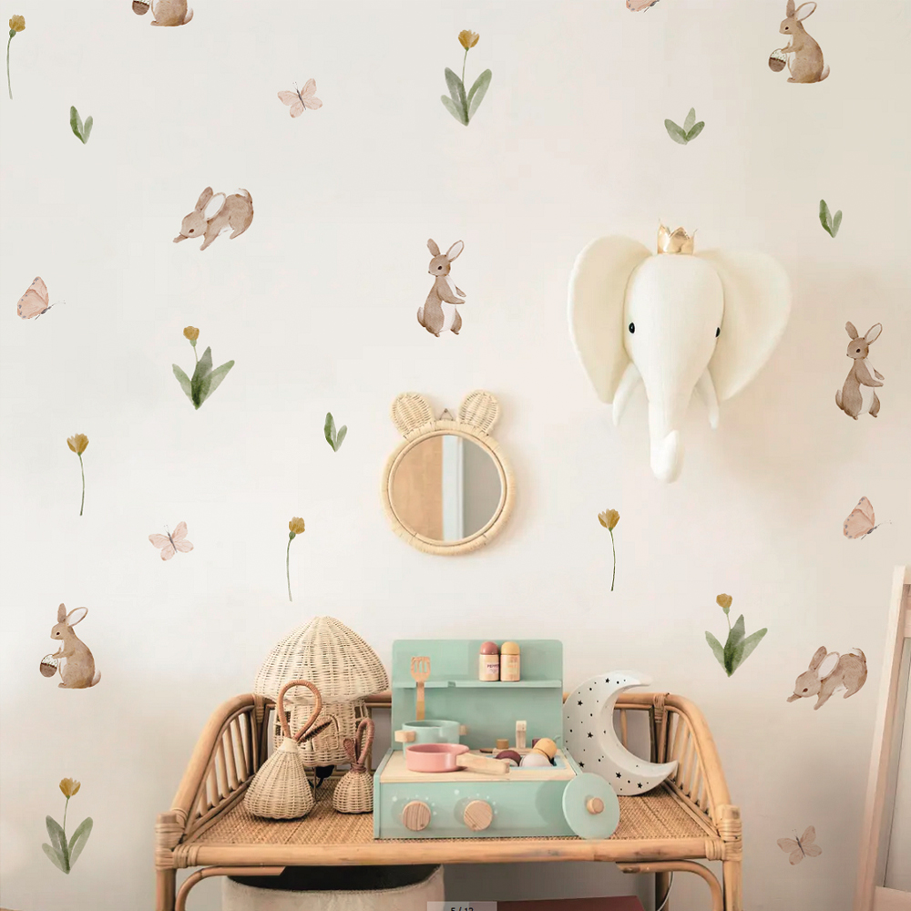 Summertime Watercolor  Cute Bu - đánh giá và giá Baby Nursery Stickers