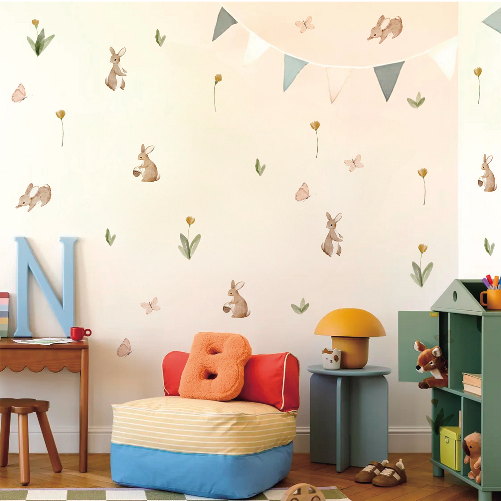 Summertime Watercolor  Cute Bu - đánh giá và giá Baby Nursery Stickers
