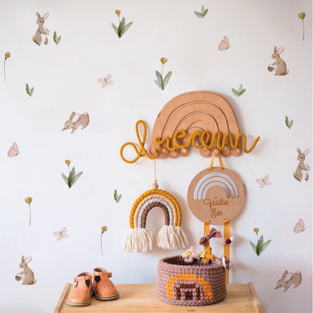 Summertime Watercolor  Cute Bu - đánh giá và giá Baby Nursery Stickers