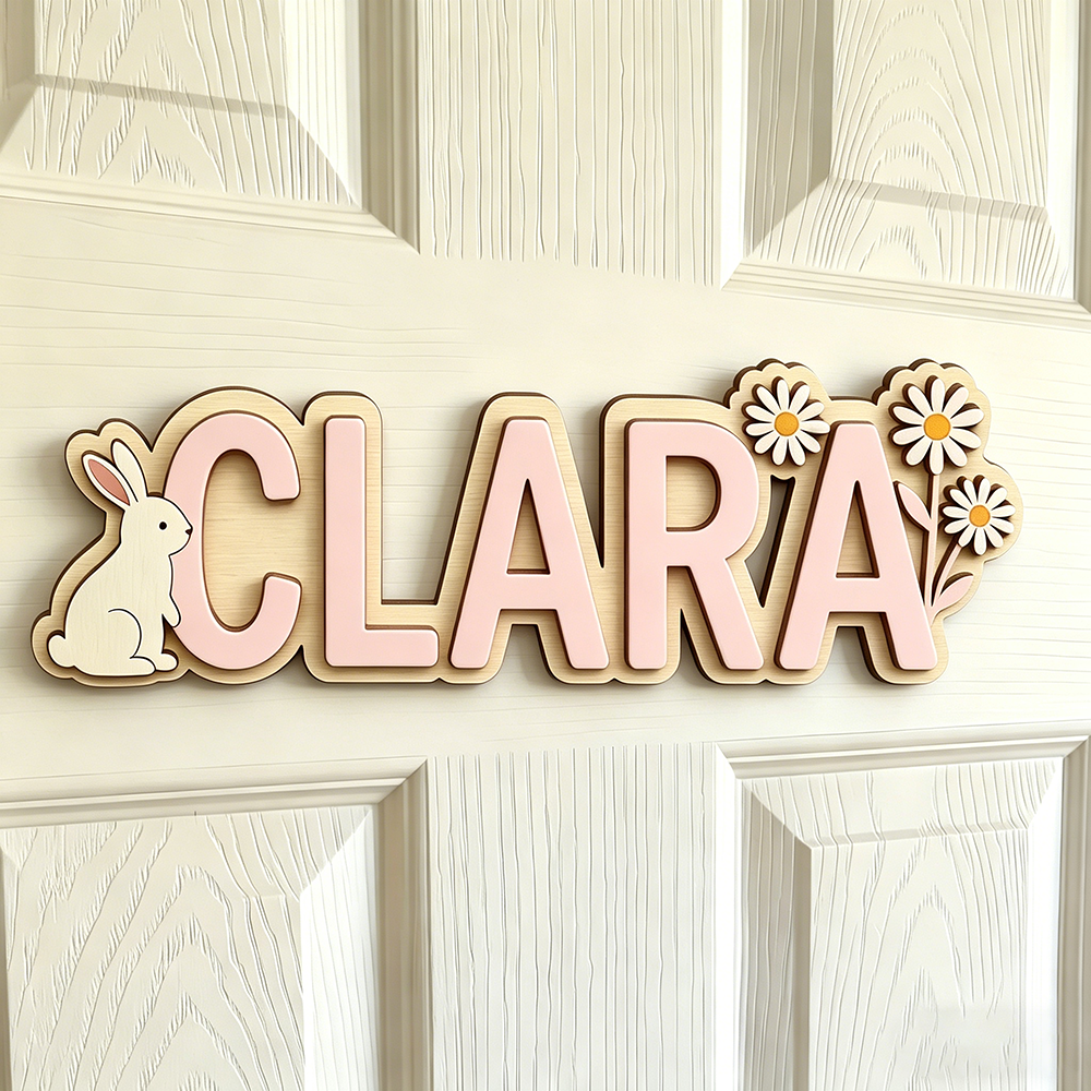 Custom Bunny & Daisy Kids Name - đánh giá và giá Baby Nursery Usa