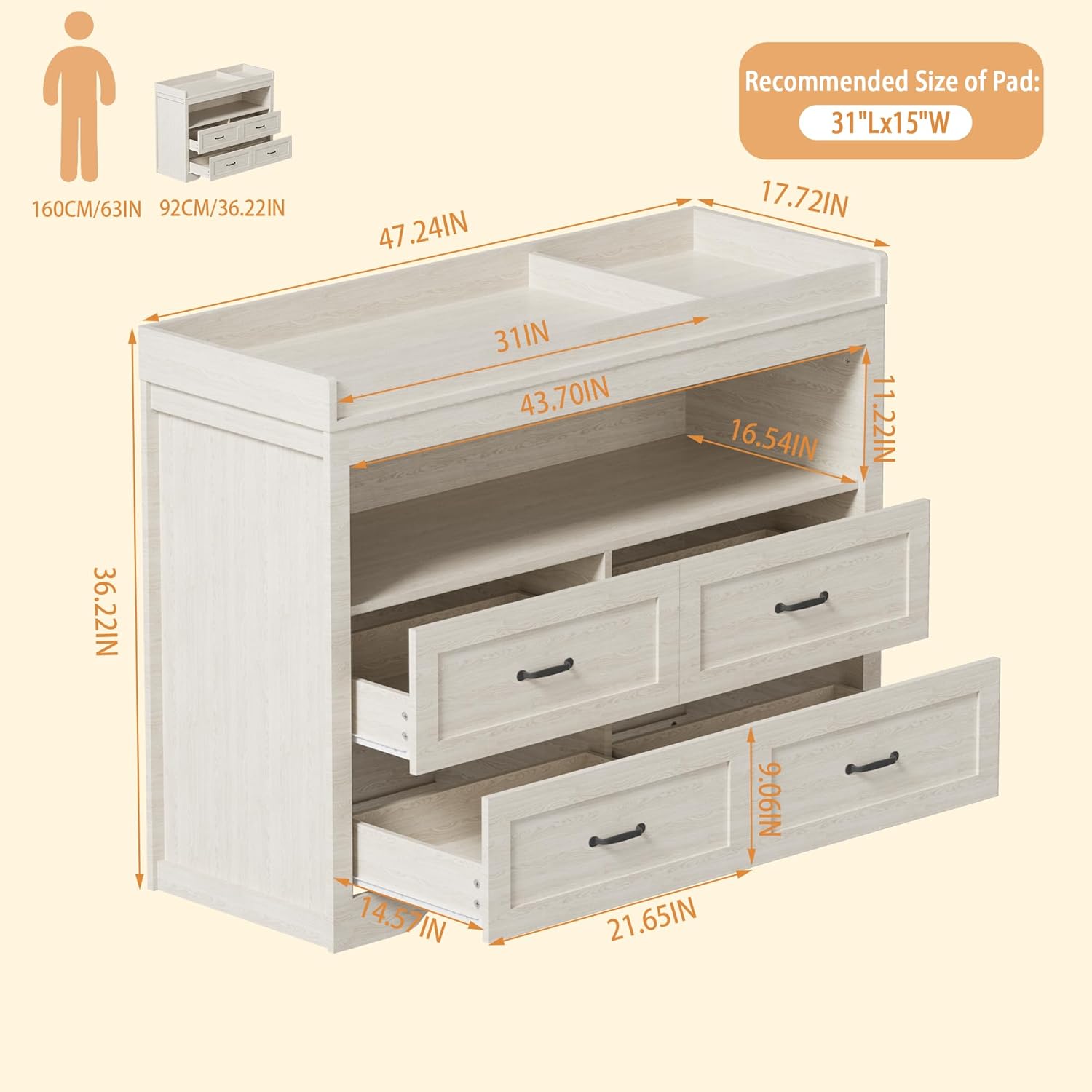 4 Drawer Nursery Dresser Chang - đánh giá và giá Baby Nursery Dresser Changing Table