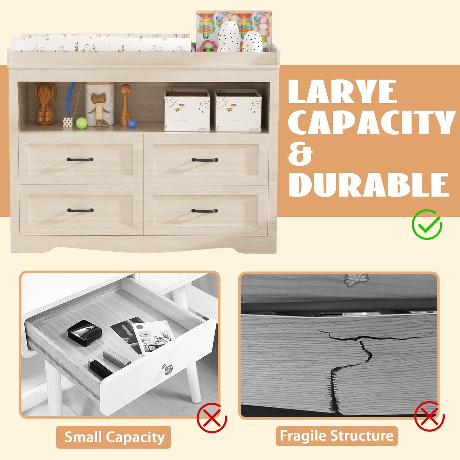 4 Drawer Nursery Dresser Chang - đánh giá và giá Baby Nursery Dresser Changing Table