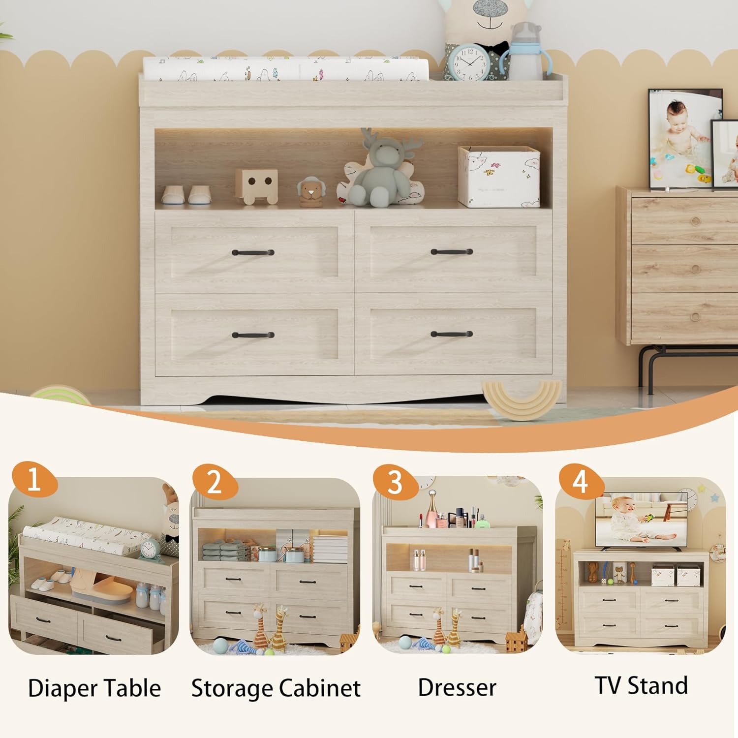 4 Drawer Nursery Dresser Chang - đánh giá và giá Baby Nursery Dresser Changing Table